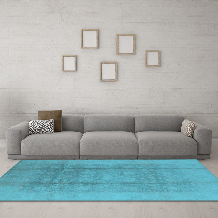 Machine Washable Oriental Light Blue Industrial Rug in a Living Room, wshurb1336lblu