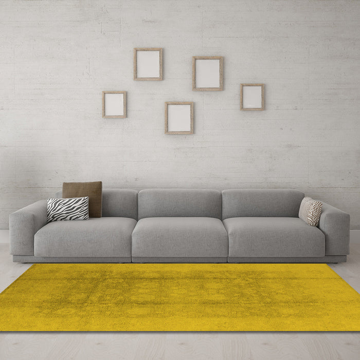 Machine Washable Oriental Yellow Industrial Rug in a Living Room, wshurb1336yw
