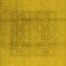 Square Machine Washable Oriental Yellow Industrial Rug, wshurb1336yw