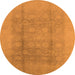 Round Machine Washable Oriental Orange Industrial Area Rugs, wshurb1336org