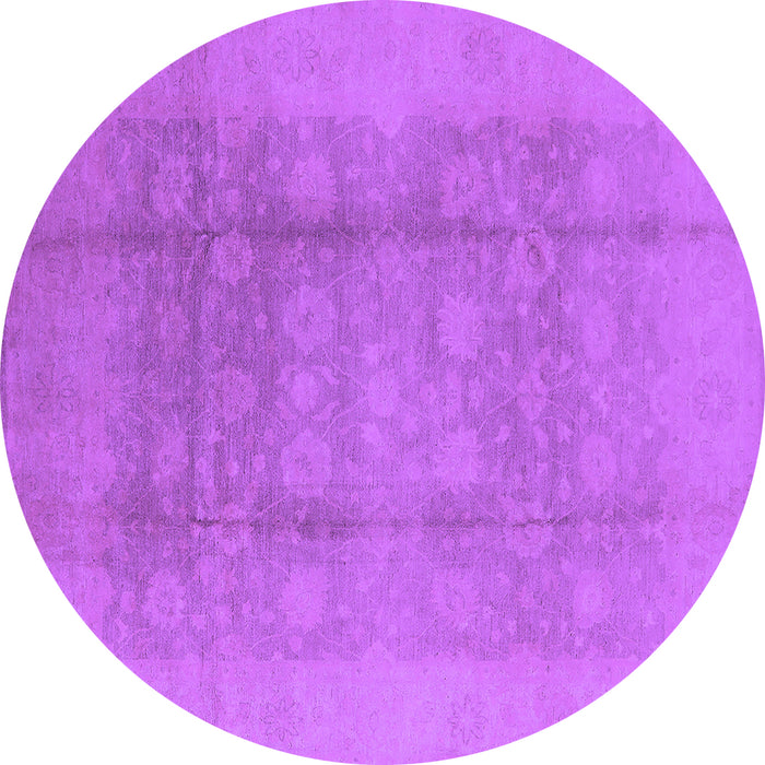 Round Machine Washable Oriental Purple Industrial Area Rugs, wshurb1336pur