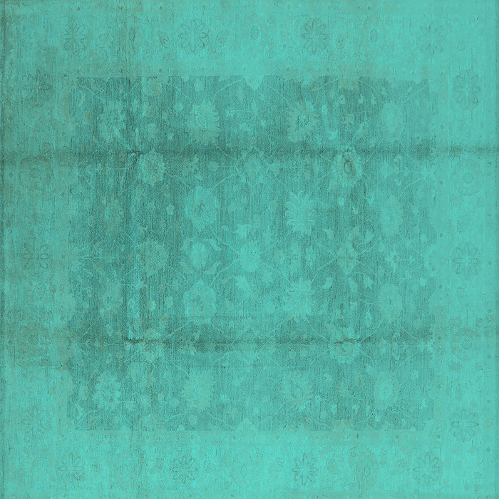 Square Machine Washable Oriental Turquoise Industrial Area Rugs, wshurb1336turq