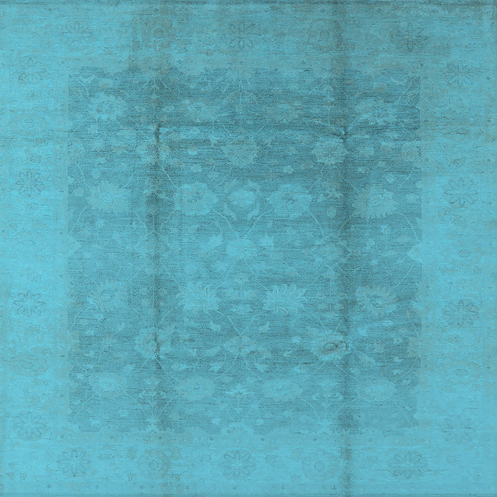 Square Machine Washable Oriental Light Blue Industrial Rug, wshurb1336lblu
