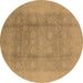 Round Oriental Brown Industrial Rug, urb1336brn