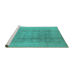 Sideview of Machine Washable Oriental Turquoise Industrial Area Rugs, wshurb1336turq