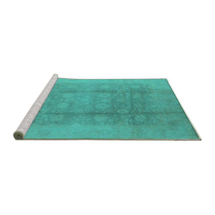 Sideview of Machine Washable Oriental Turquoise Industrial Area Rugs, wshurb1336turq