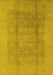 Machine Washable Oriental Yellow Industrial Rug, wshurb1336yw