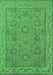 Machine Washable Oriental Emerald Green Traditional Area Rugs, wshurb1337emgrn