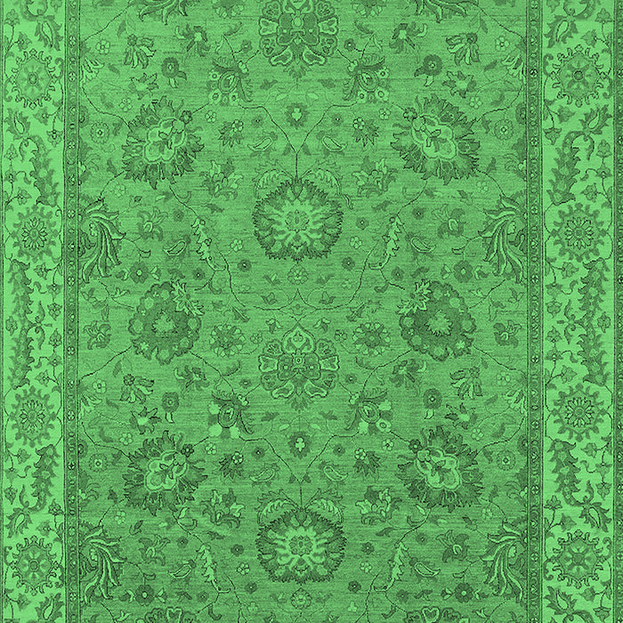 Machine Washable Oriental Emerald Green Traditional Area Rugs, wshurb1337emgrn