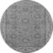 Round Machine Washable Oriental Gray Traditional Rug, wshurb1337gry