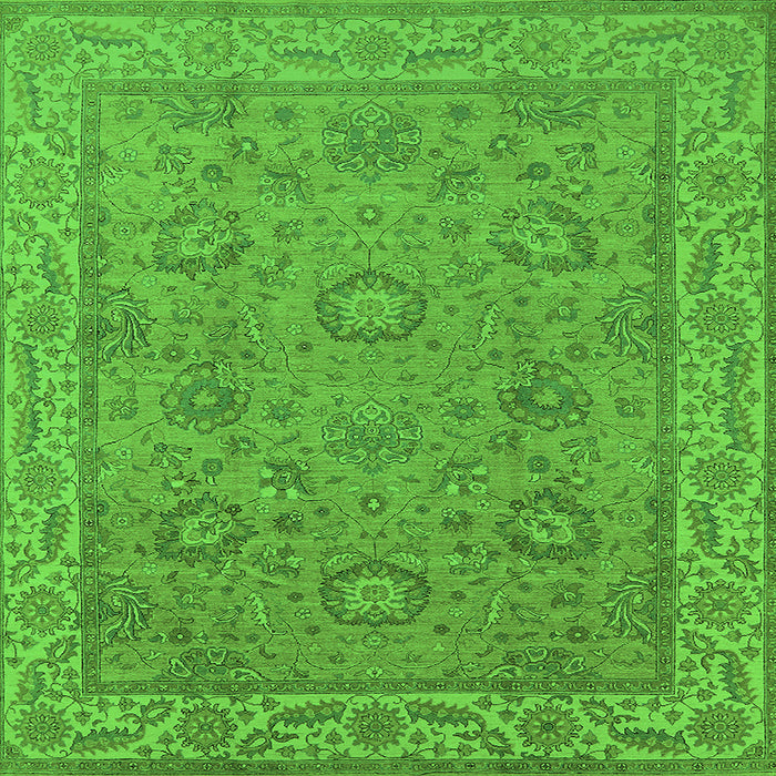 Square Machine Washable Oriental Green Traditional Area Rugs, wshurb1337grn