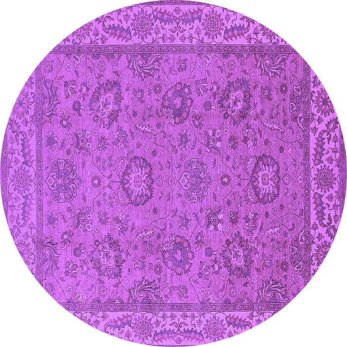 Round Machine Washable Oriental Purple Traditional Area Rugs, wshurb1337pur