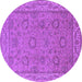 Round Machine Washable Oriental Purple Traditional Area Rugs, wshurb1337pur