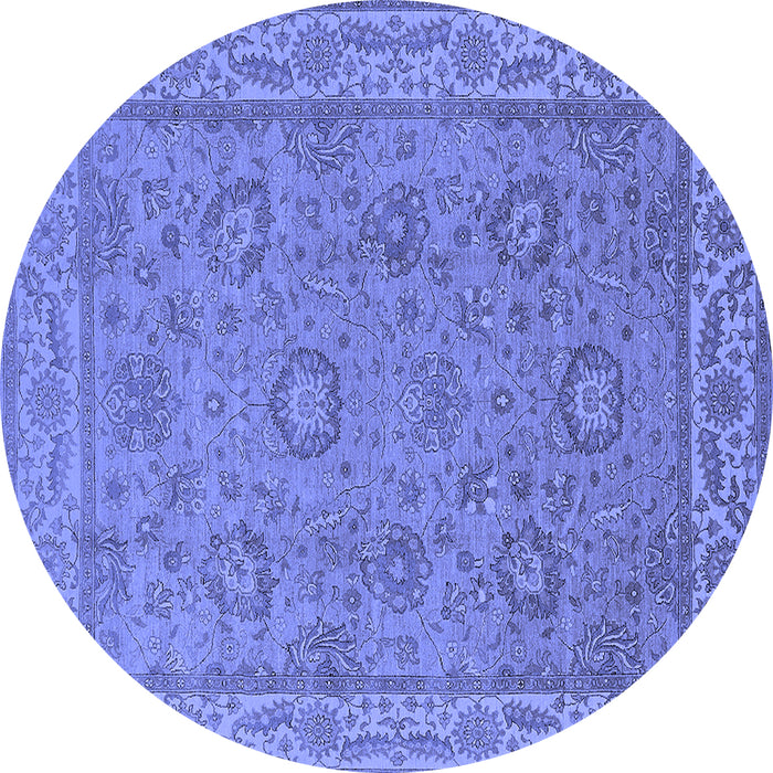 Round Oriental Blue Traditional Rug, urb1337blu