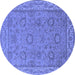 Round Oriental Blue Traditional Rug, urb1337blu