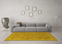 Machine Washable Oriental Yellow Traditional Rug in a Living Room, wshurb1337yw