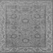 Square Machine Washable Oriental Gray Traditional Rug, wshurb1337gry