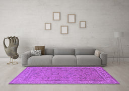 Machine Washable Oriental Purple Traditional Area Rugs in a Living Room, wshurb1337pur
