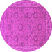 Round Machine Washable Oriental Pink Traditional Rug, wshurb1337pnk