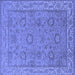 Square Machine Washable Oriental Blue Traditional Rug, wshurb1337blu