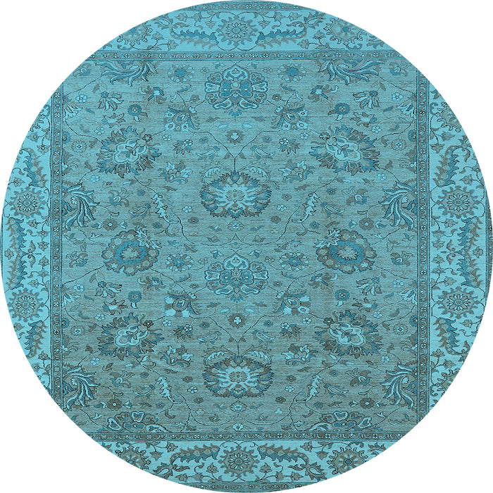 Round Oriental Light Blue Traditional Rug, urb1337lblu