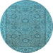Round Oriental Light Blue Traditional Rug, urb1337lblu