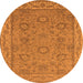 Round Machine Washable Oriental Orange Traditional Area Rugs, wshurb1337org