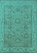 Machine Washable Oriental Turquoise Traditional Area Rugs, wshurb1337turq