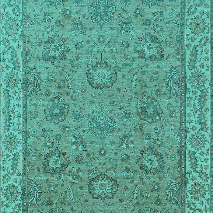 Machine Washable Oriental Turquoise Traditional Area Rugs, wshurb1337turq
