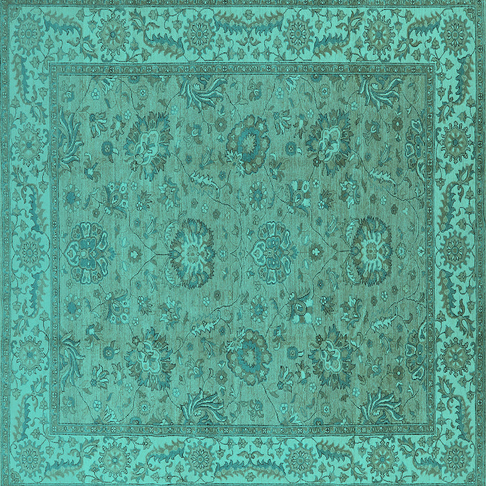 Square Oriental Turquoise Traditional Rug, urb1337turq