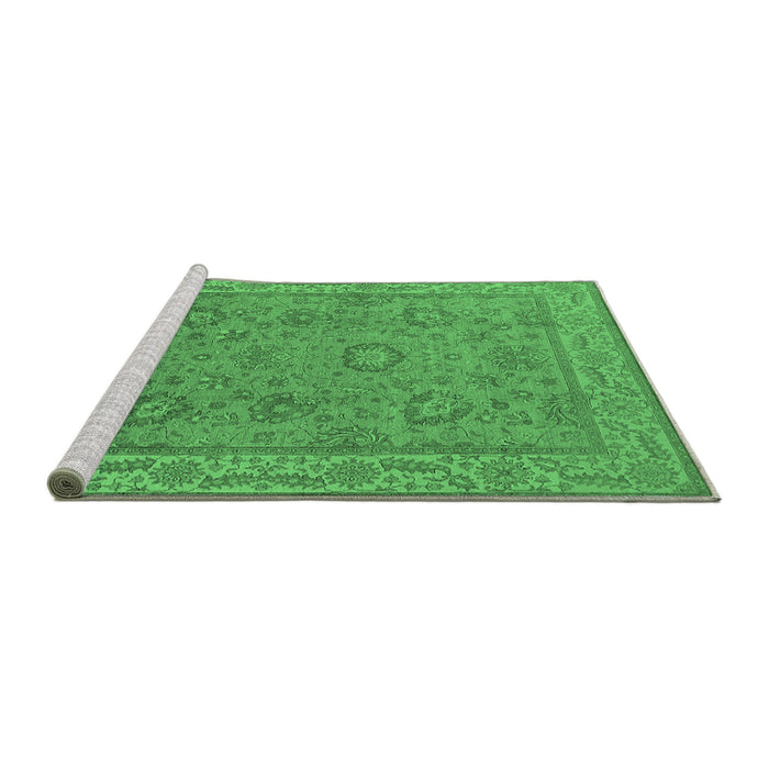 Sideview of Machine Washable Oriental Emerald Green Traditional Area Rugs, wshurb1337emgrn
