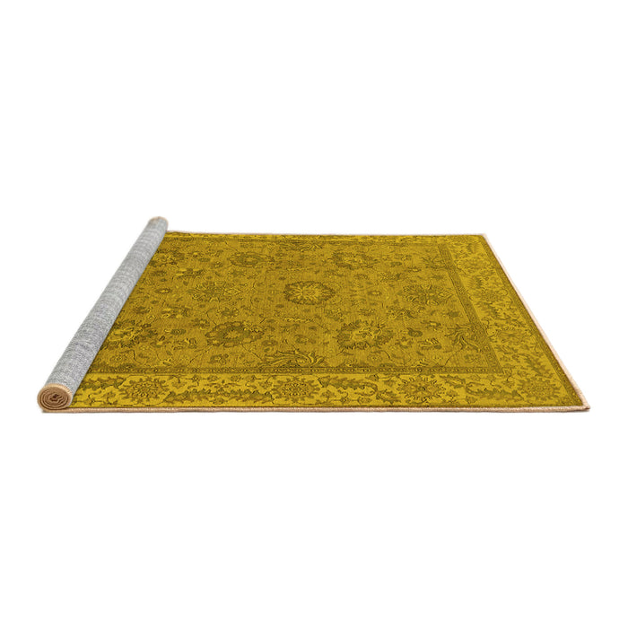 Sideview of Machine Washable Oriental Yellow Traditional Rug, wshurb1337yw