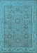 Machine Washable Oriental Light Blue Traditional Rug, wshurb1337lblu