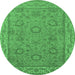 Round Oriental Emerald Green Traditional Rug, urb1337emgrn