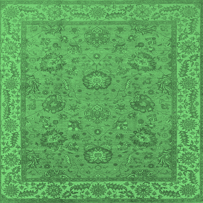 Square Machine Washable Oriental Emerald Green Traditional Area Rugs, wshurb1337emgrn