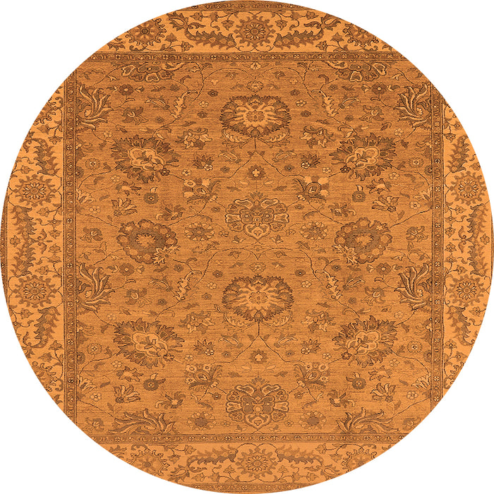 Round Oriental Orange Traditional Rug, urb1337org
