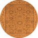 Round Oriental Orange Traditional Rug, urb1337org