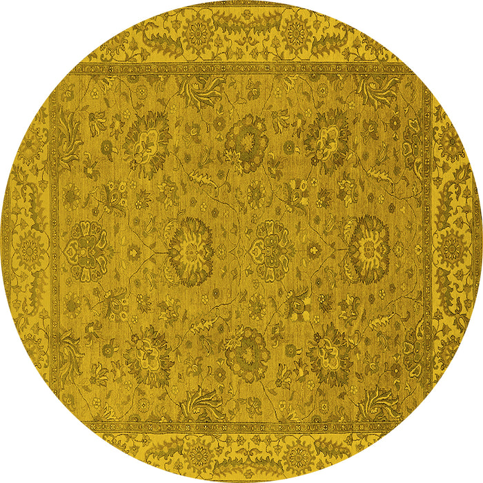 Round Oriental Yellow Traditional Rug, urb1337yw