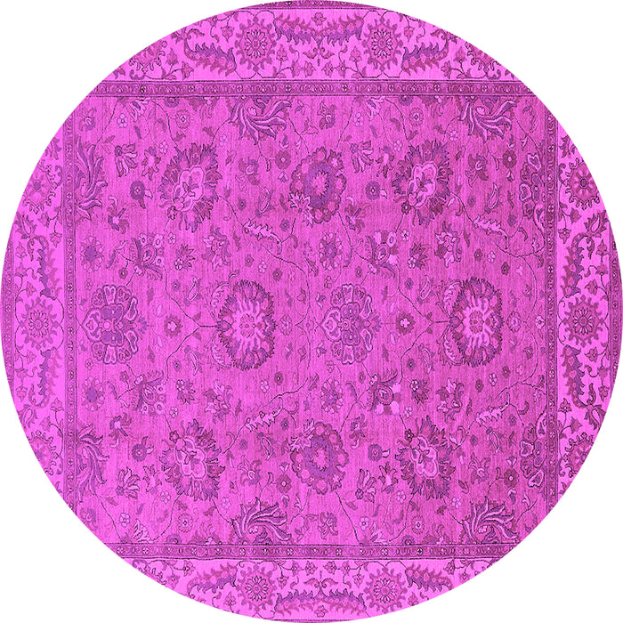 Round Oriental Pink Traditional Rug, urb1337pnk