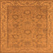 Square Machine Washable Oriental Orange Traditional Area Rugs, wshurb1337org