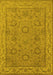 Machine Washable Oriental Yellow Traditional Rug, wshurb1337yw