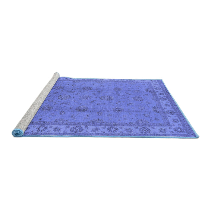 Sideview of Machine Washable Oriental Blue Traditional Rug, wshurb1338blu