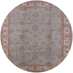 Round Mid-Century Modern Rose Purple Oriental Rug, urb1338