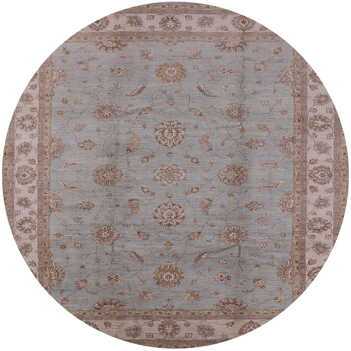 Round Mid-Century Modern Rose Purple Oriental Rug, urb1338