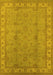 Machine Washable Oriental Yellow Traditional Rug, wshurb1338yw