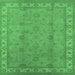 Square Machine Washable Oriental Emerald Green Traditional Area Rugs, wshurb1338emgrn