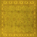 Square Machine Washable Oriental Yellow Traditional Rug, wshurb1338yw