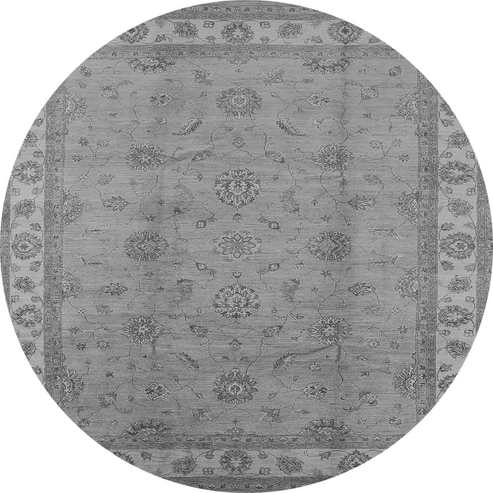 Round Oriental Gray Traditional Rug, urb1338gry