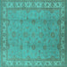 Square Machine Washable Oriental Turquoise Traditional Area Rugs, wshurb1338turq