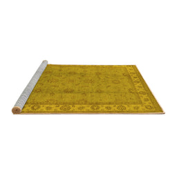 Sideview of Machine Washable Oriental Yellow Traditional Rug, wshurb1338yw
